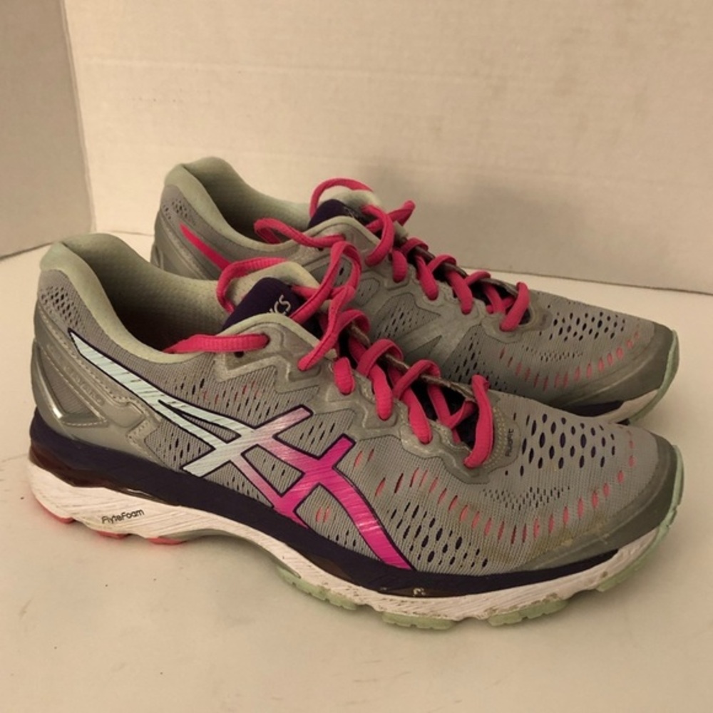 Asics Shoes Women’s size 7.5 FlyeFoam gray-pink Lace Up Sneaker’s